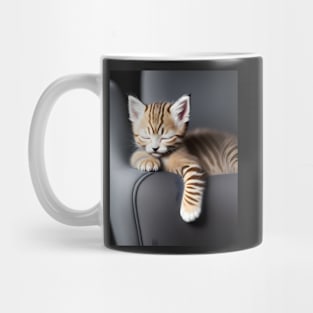 Adorable Sleeping Kitten - Modern Digital Art Mug